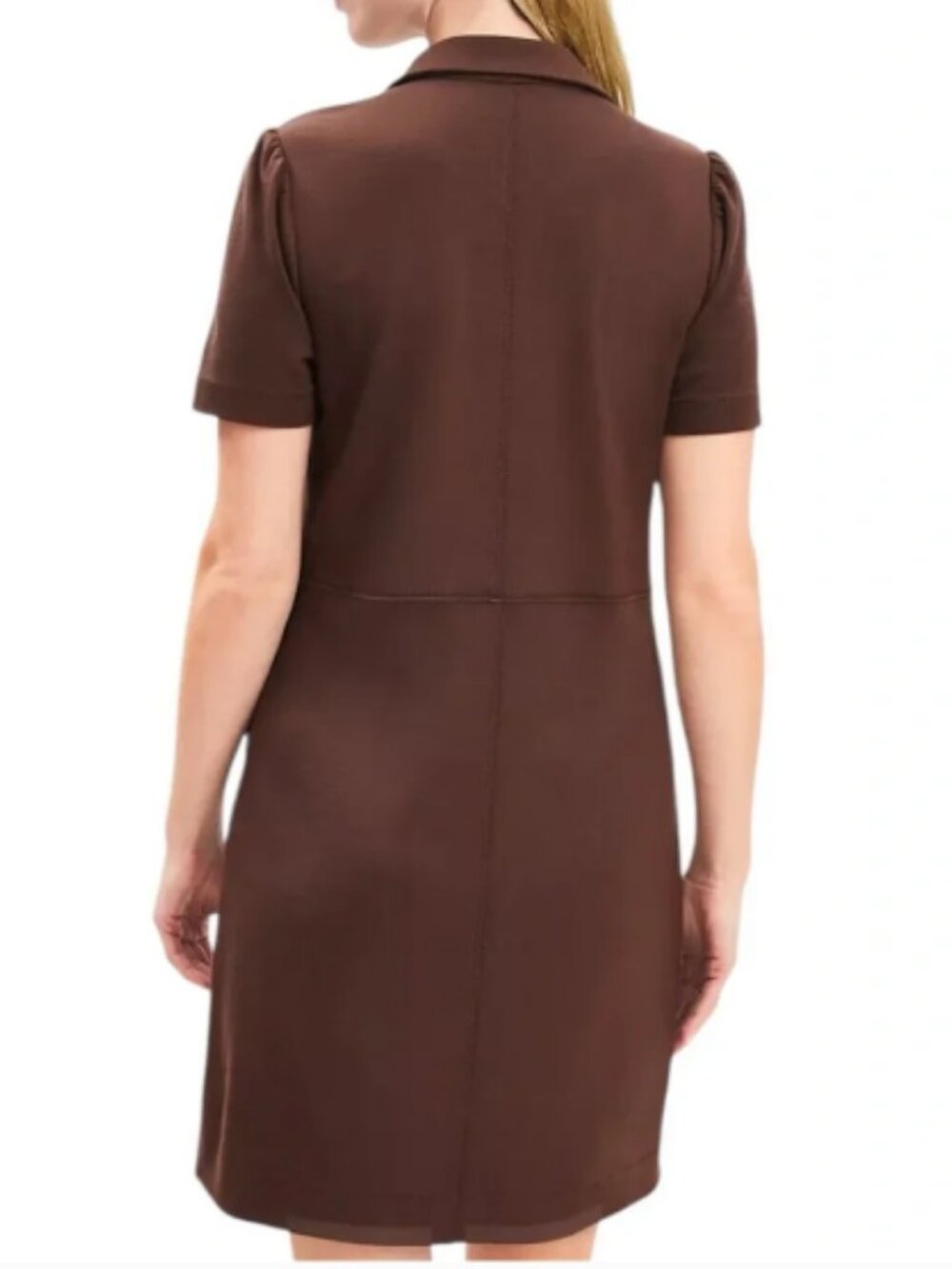 LOFT Ponte Mini Pocket Dress; EUC; Size 12; Brown - Picture 2 of 9